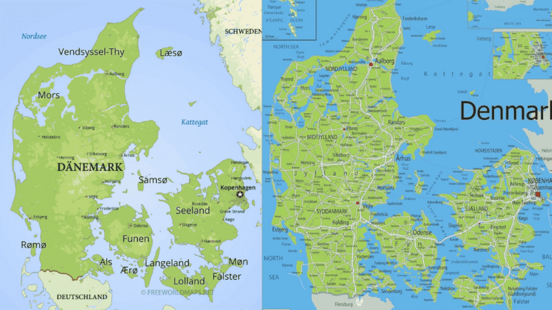Dänemark Karte Mit Städten, Inseln Und Regionen Im Überblick
