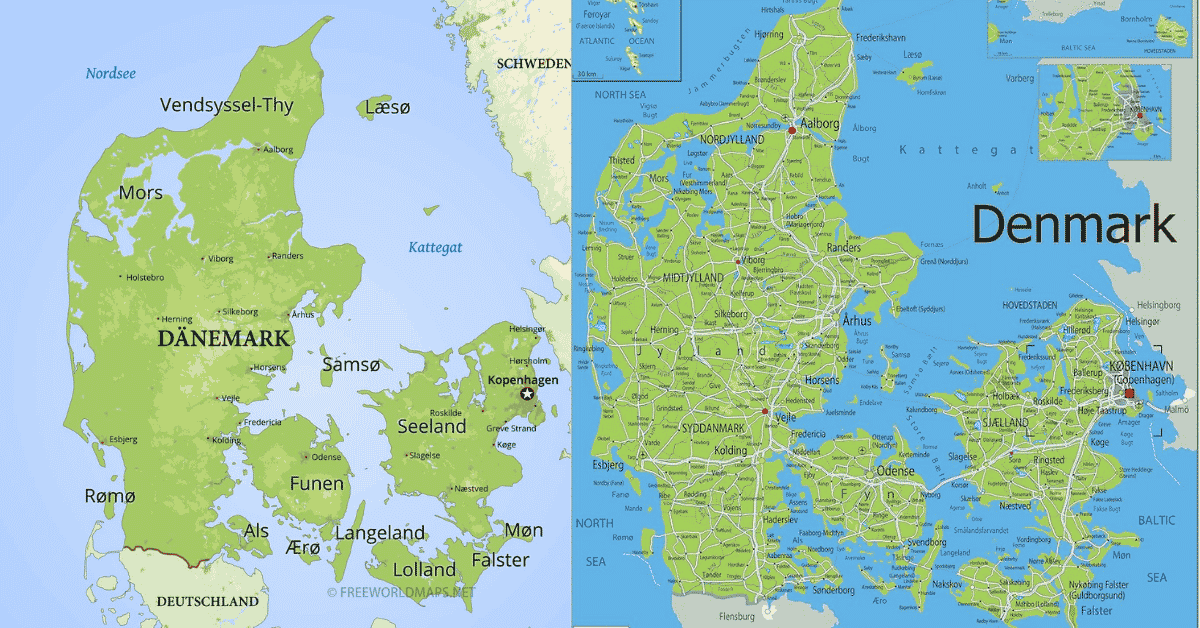 Dänemark Karte Mit Städten, Inseln Und Regionen Im Überblick